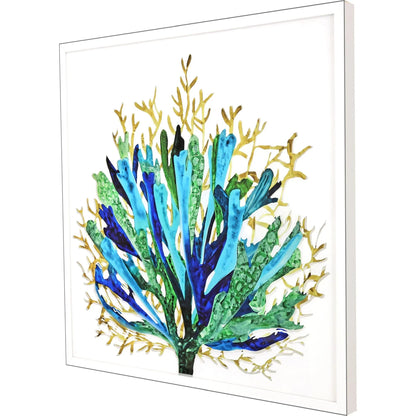 Sea Life Wood Frame Blue Canvas Art