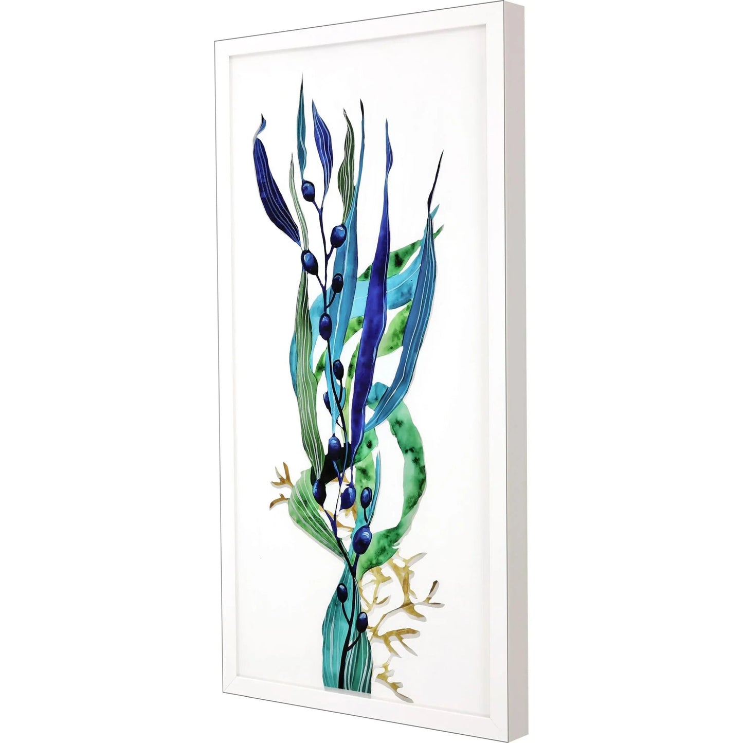 Sea Life Wood Frame Blue Canvas Art