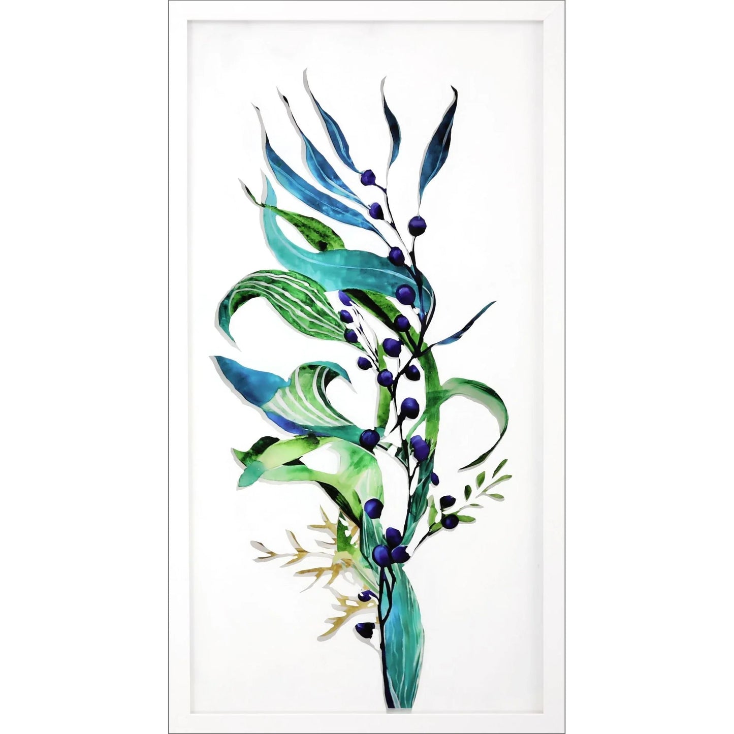 Sea Life Wood Frame Blue Canvas Art