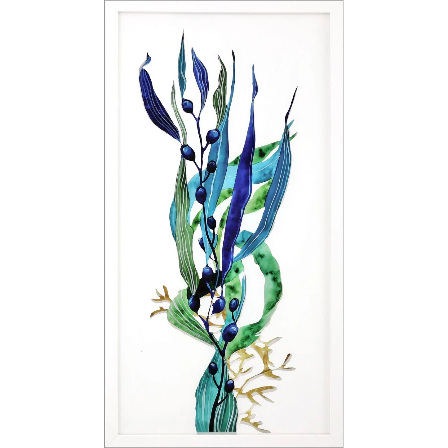 Sea Life Wood Frame Blue Canvas Art