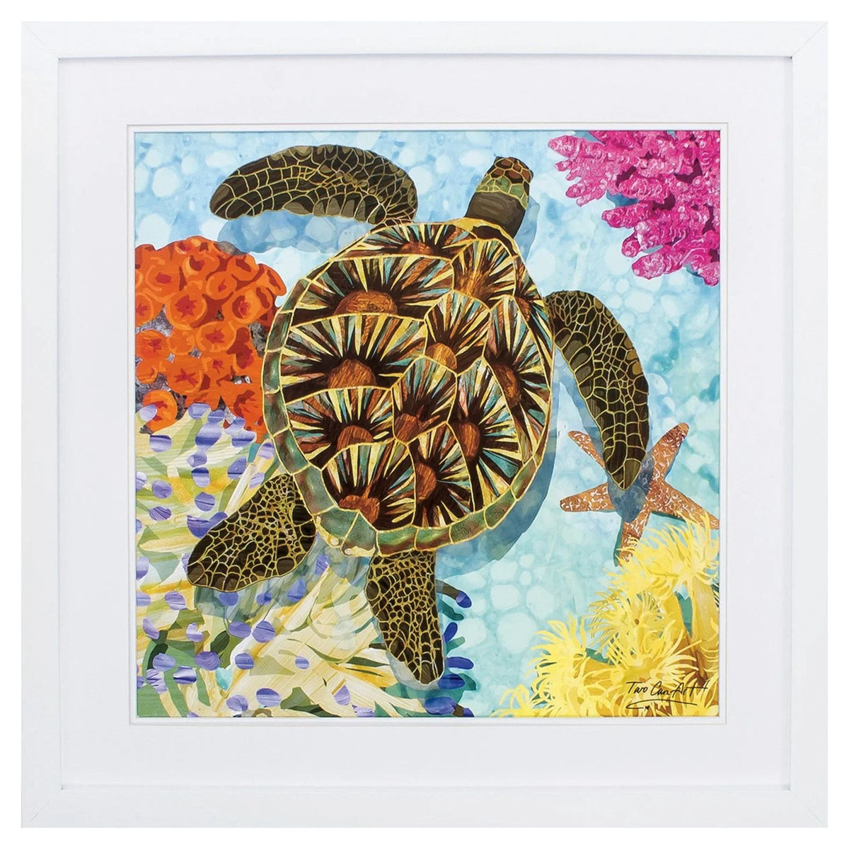 Sea Turtle Turquoise Framed Wall Art