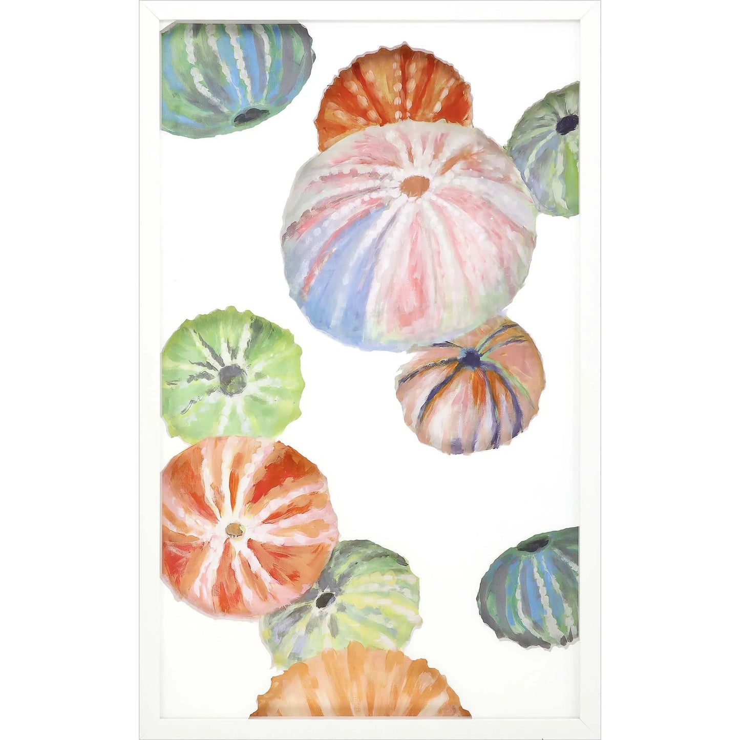 Sea Urchin I Wood Frame Blue Canvas Art