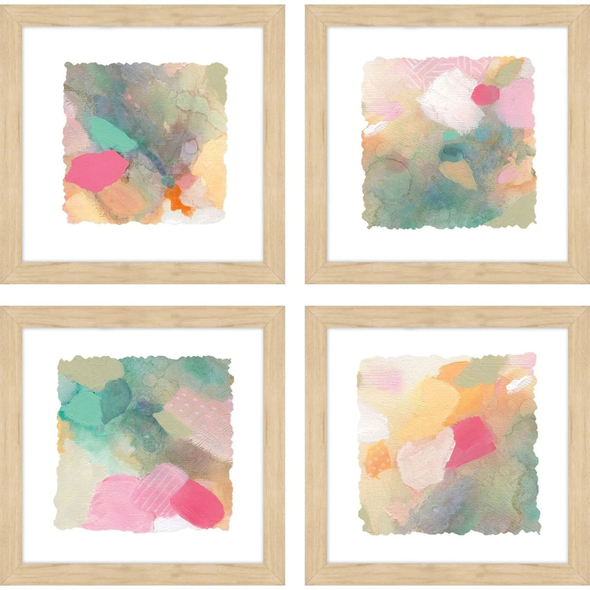 Seagrass Pastels Pink Framed Wall Art 4PC