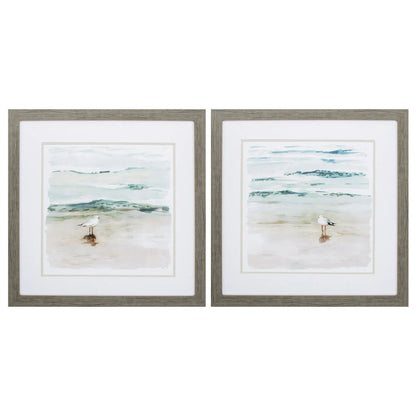 Seagull Cove Turquoise Canvas Art 2PC