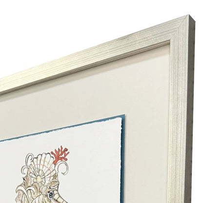 Seahorse Celebration Wood Frame Orange Canvas Art