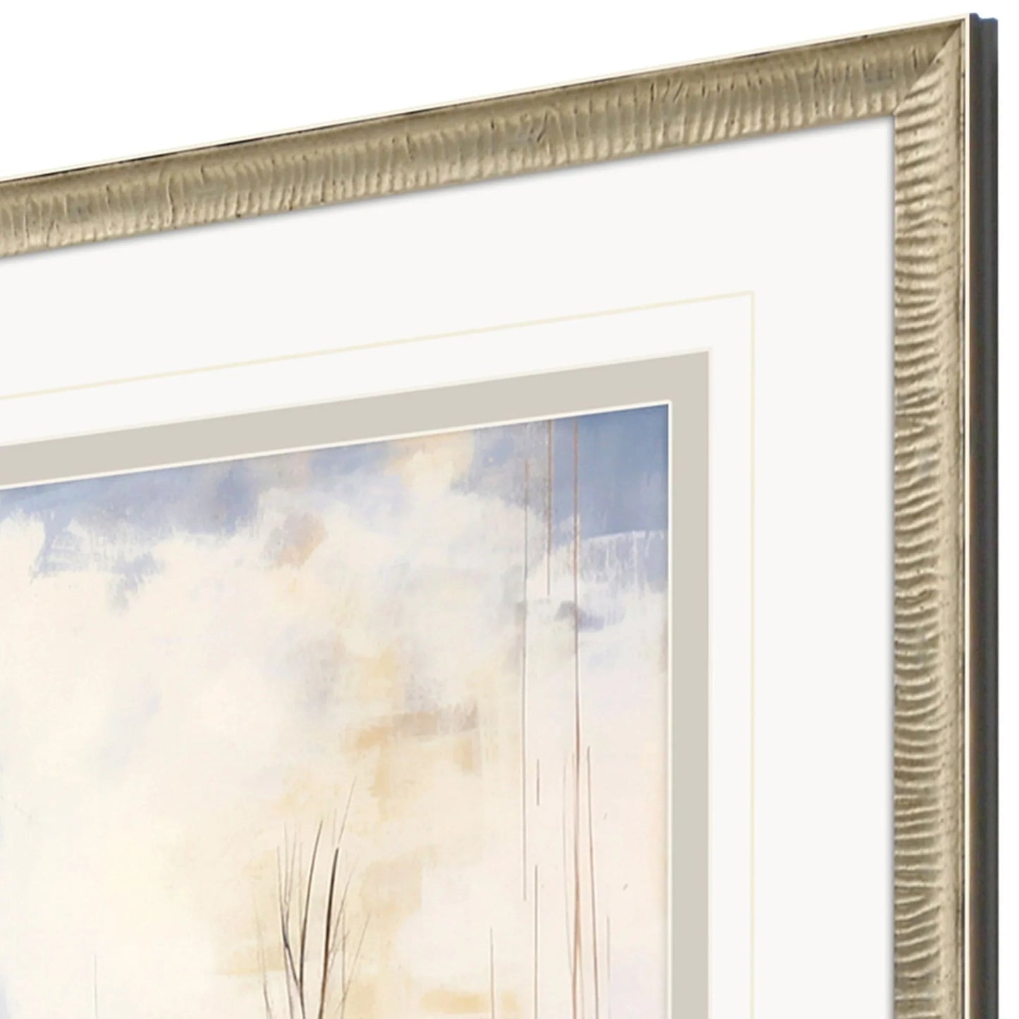 September Morning Wood Frame Blue Canvas Art