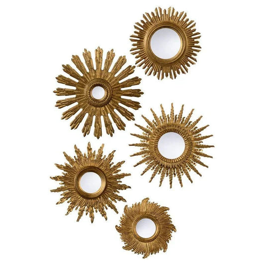Set of Five Gold Starburst Mirror - LOOMLAN - Chelsea House - Wall Mirrors