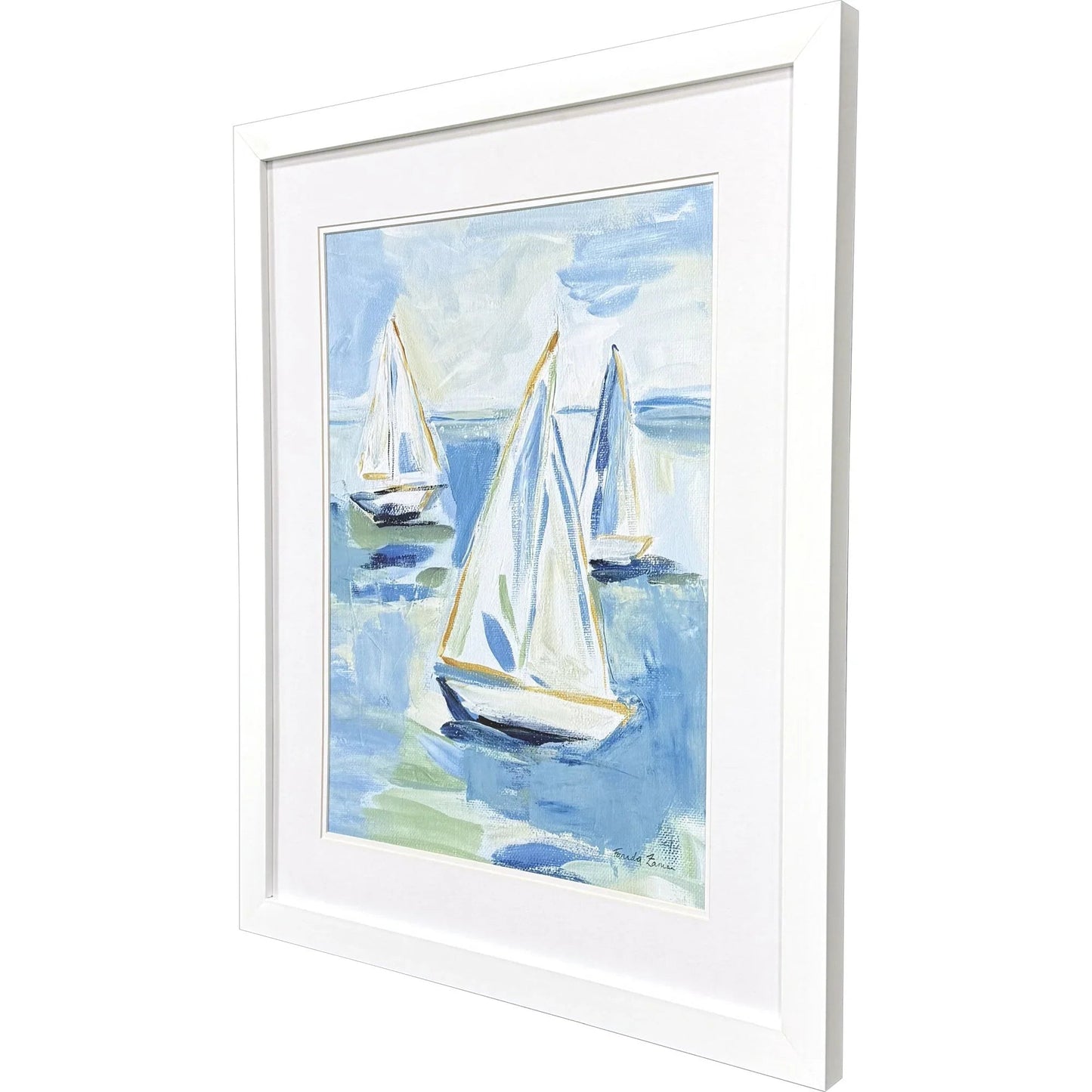 Setting Sail Glass Front Blue Canvas Art