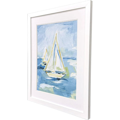 Setting Sail Glass Front Blue Canvas Art
