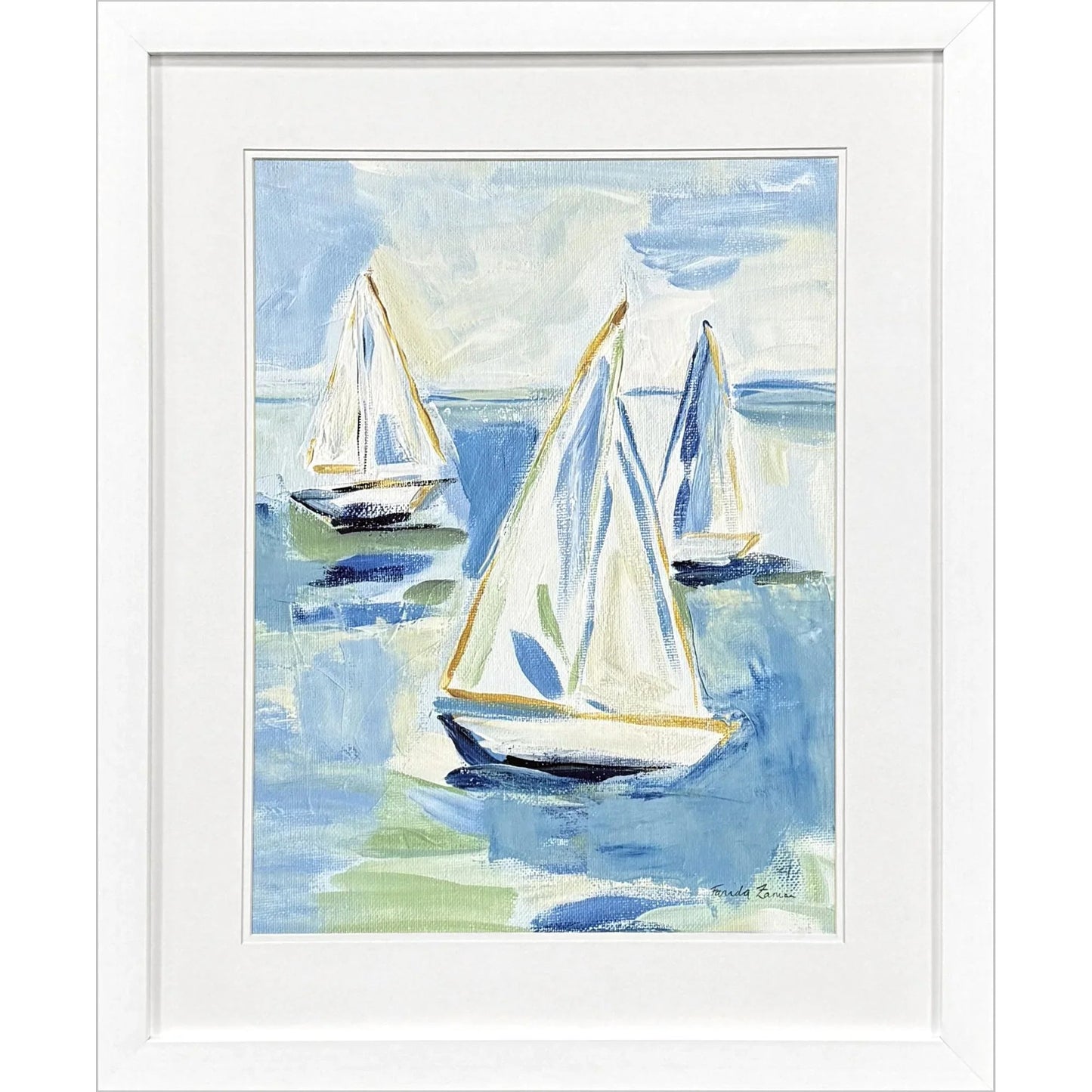 Setting Sail Glass Front Blue Canvas Art