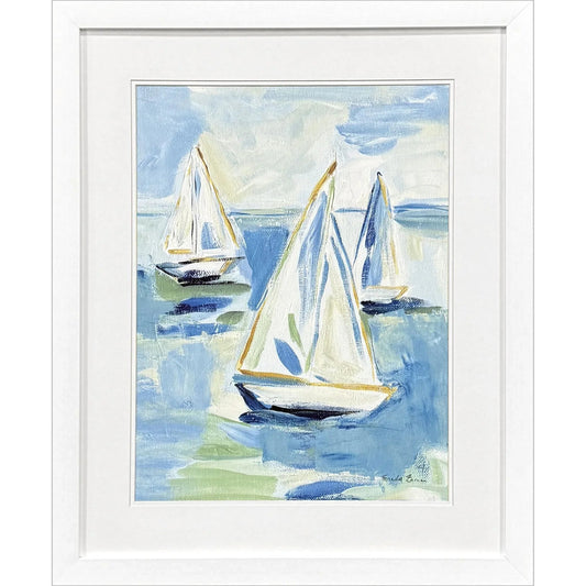 Setting Sail Glass Front Blue Canvas Art