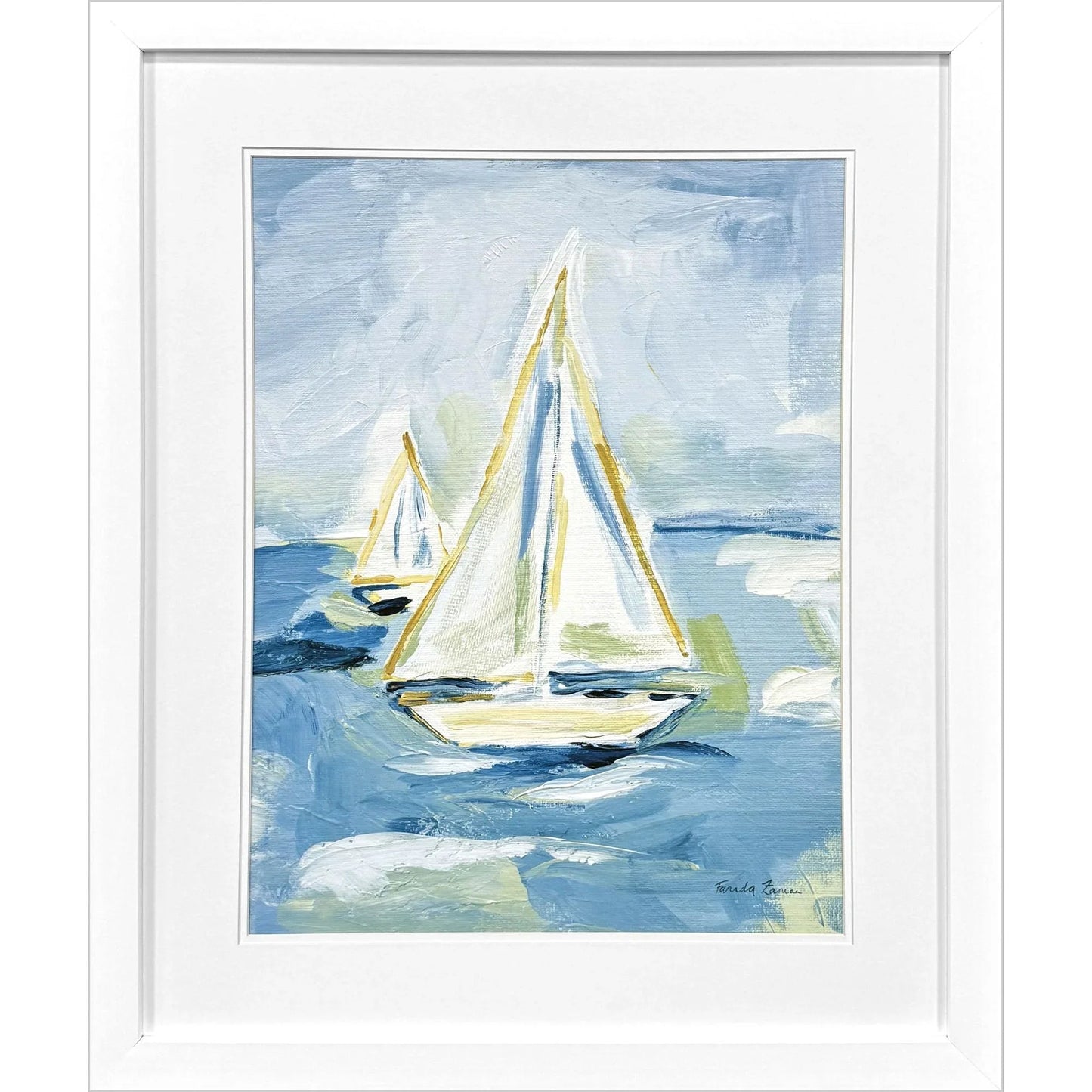 Setting Sail Glass Front Blue Canvas Art