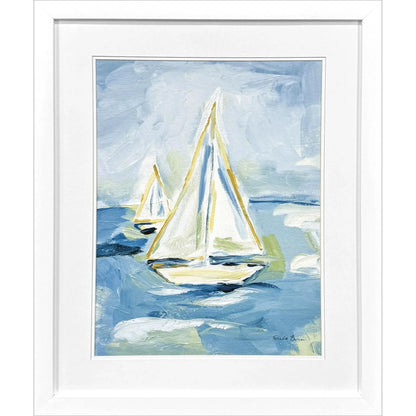 Setting Sail Glass Front Blue Canvas Art