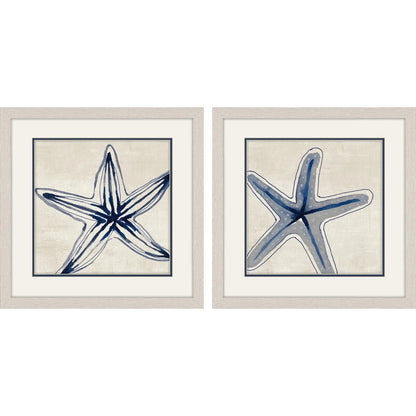 Shades of Starfish Blue Canvas Art 2PC