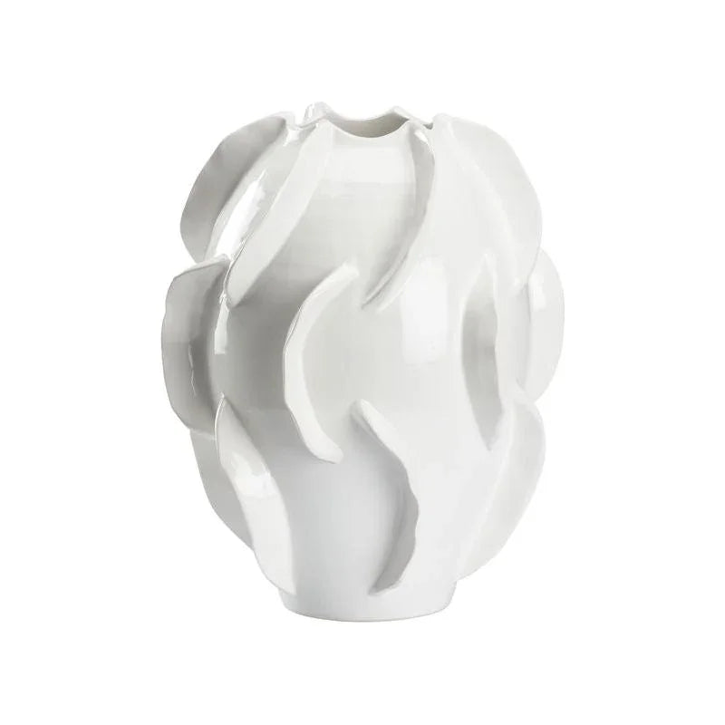 Shard White Glazed Ceramic Vase - LOOMLAN - Chelsea House - Vases & Jars