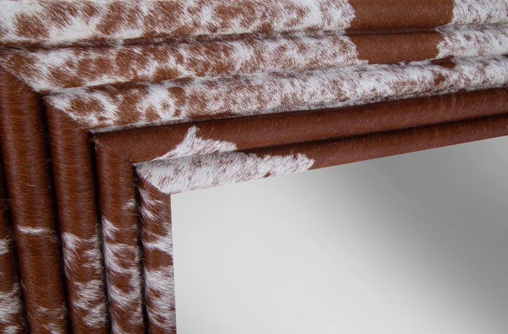 Shirley Hair On Hide Warpped Frame Wall Mirror - LOOMLAN - Furniture Classics - Wall Mirrors