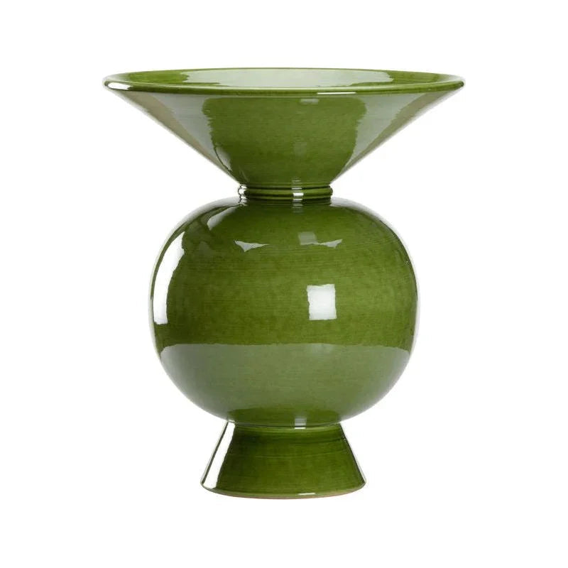 Shiro Verde Hand Crafted Green Vase - LOOMLAN - Wildwood - Vases & Jars