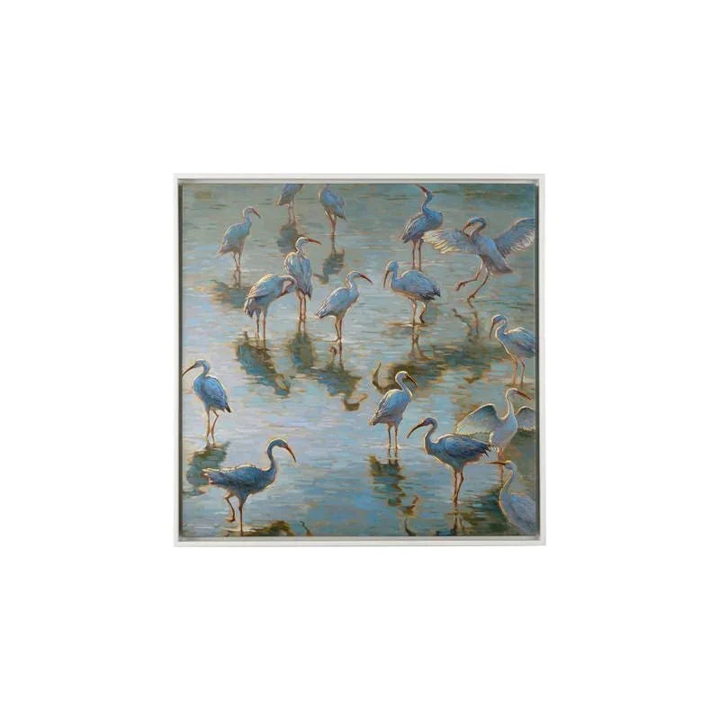 Shorebirds Hand Painted Blue Artwork-Framed Wall Art-Chelsea House-LOOMLAN