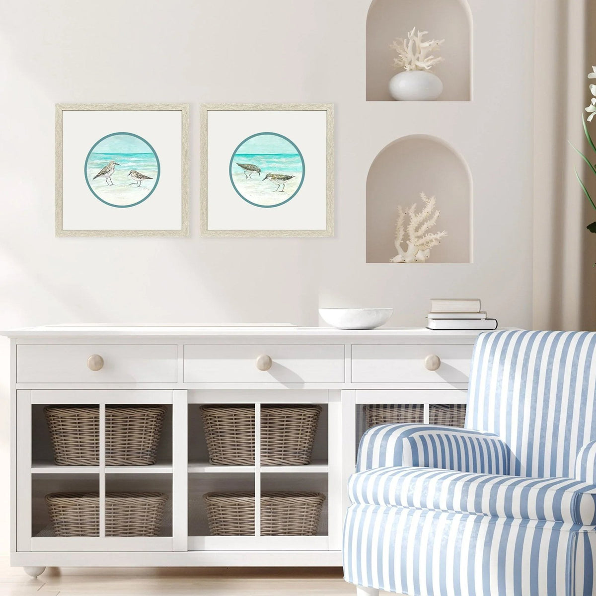 Shoreline Duo Blue Framed Wall Art 2PC -- view 2