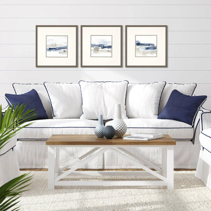 Shoreline I Brushed silver Canvas Art 3PC