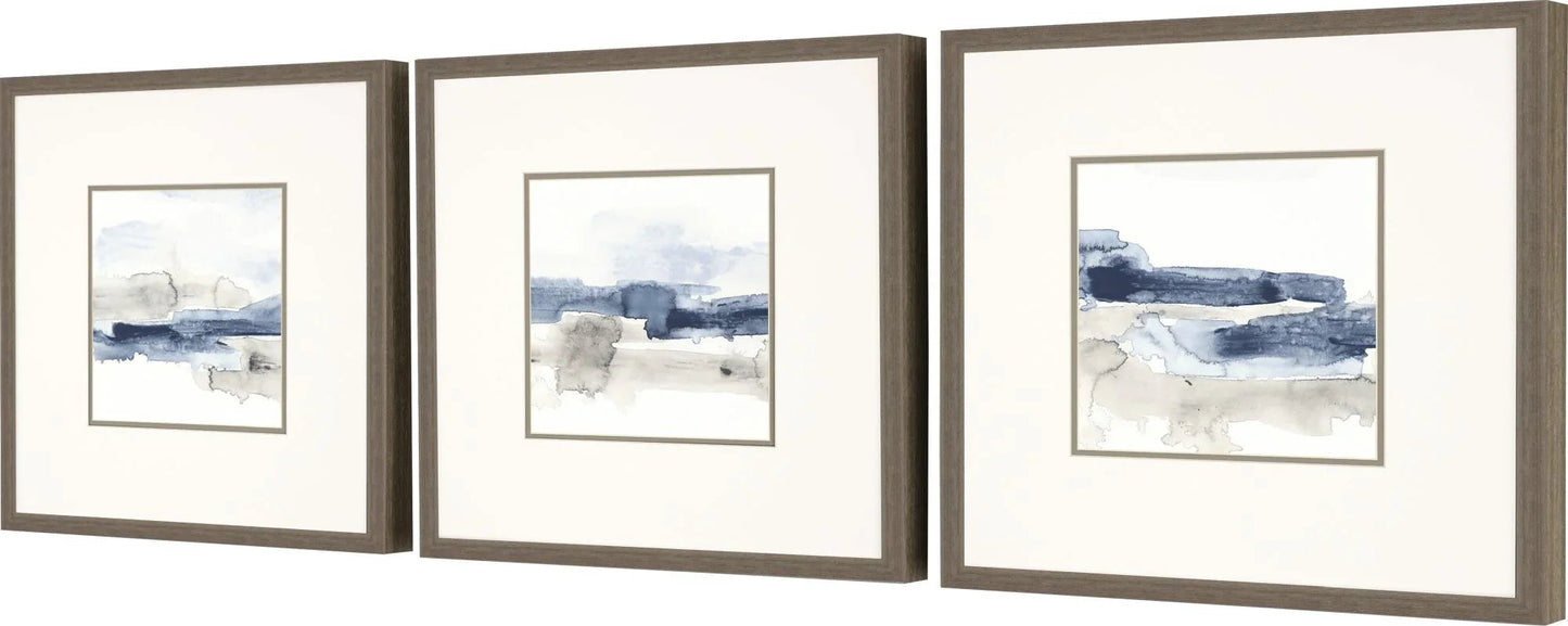 Shoreline I Brushed silver Canvas Art 3PC