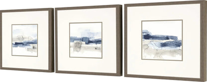 Shoreline I Brushed silver Canvas Art 3PC