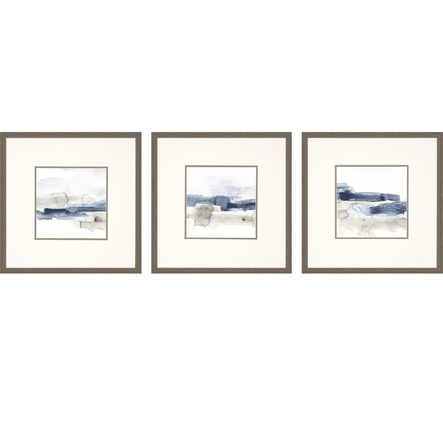 Shoreline I Brushed silver Canvas Art 3PC