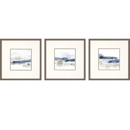 Shoreline I Brushed silver Canvas Art 3PC