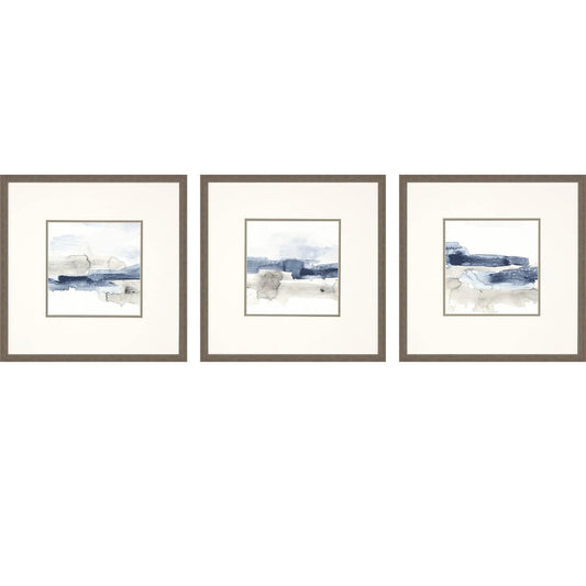 Shoreline I Brushed silver Canvas Art 3PC
