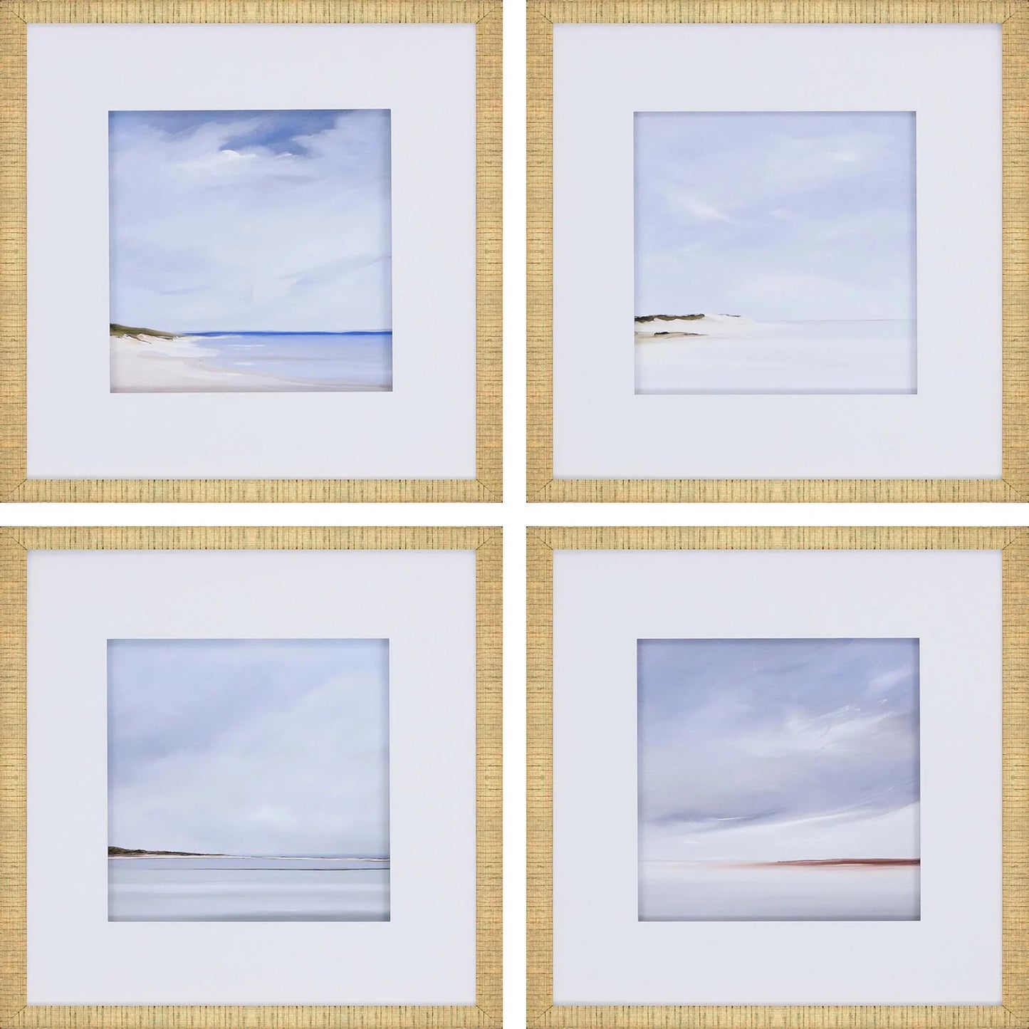 Shores Ribbed Gold Frame Canvas Art 4PC