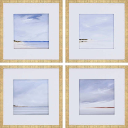Shores Ribbed Gold Framed Wall Art 4PC