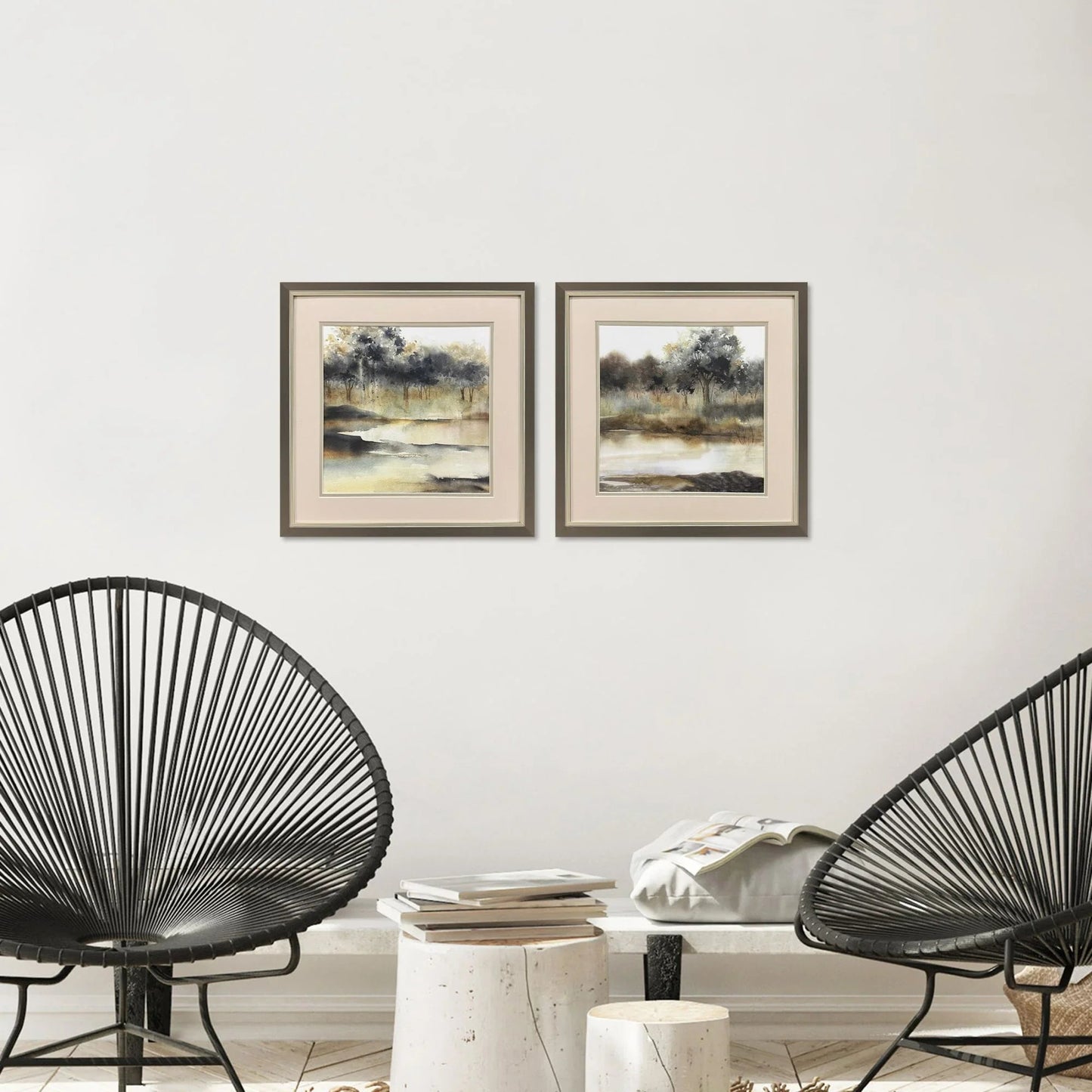 Silent Waters Blue Canvas Art 2PC