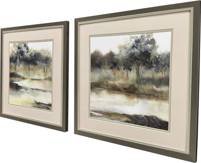 Silent Waters Blue Canvas Art 2PC