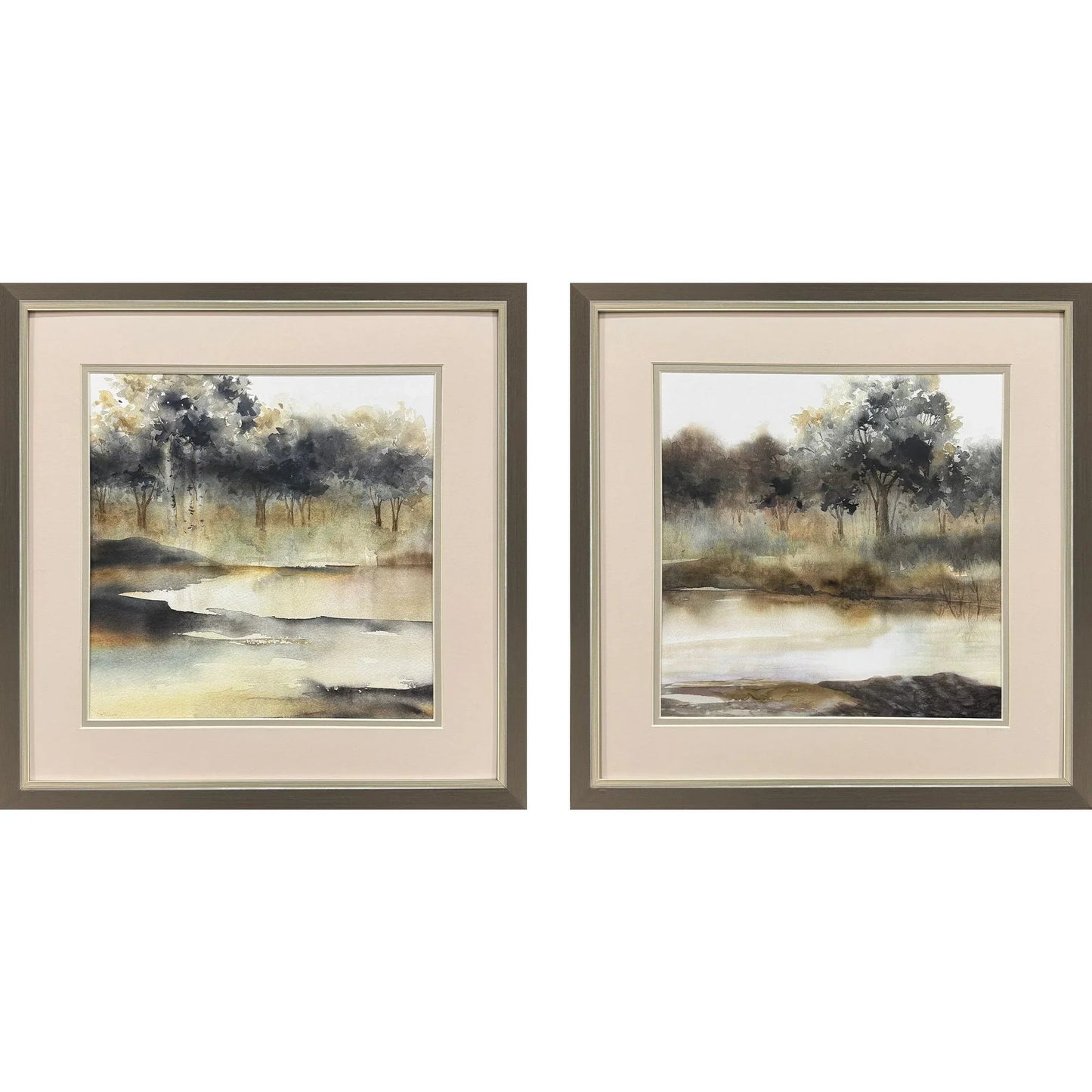 Silent Waters Blue Canvas Art 2PC