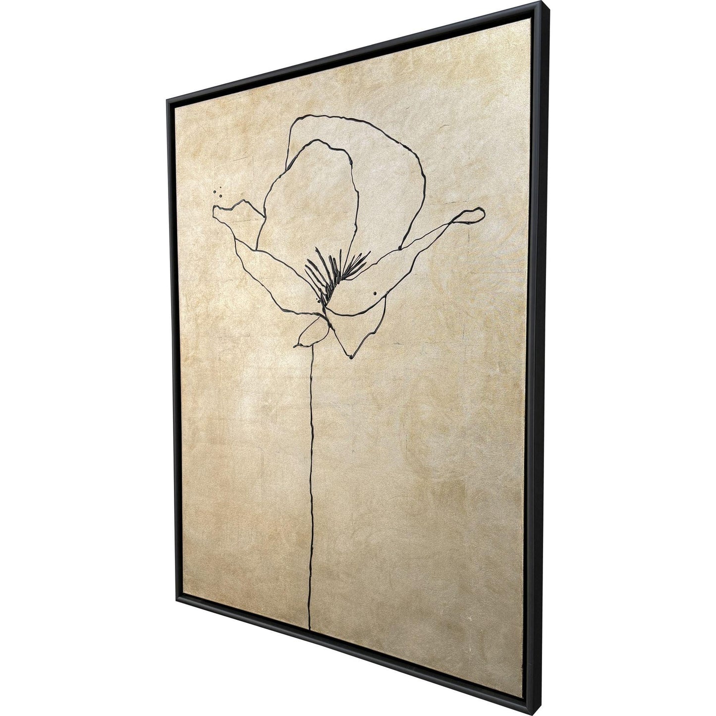 Silver Poppies I Wood Frame Brown Canvas Art