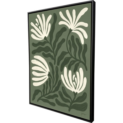 Simple Petals Hand Assembled Green Canvas Art