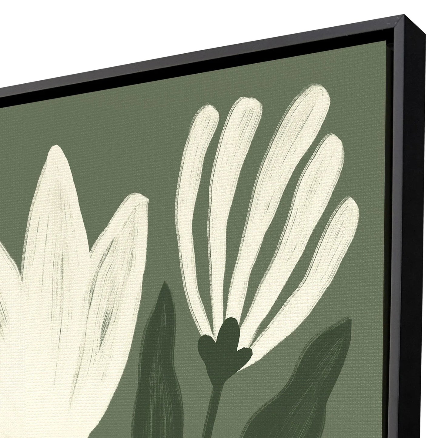 Simple Petals Hand Assembled Green Canvas Art