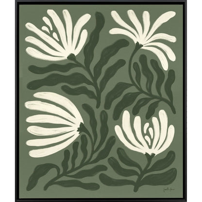 Simple Petals Hand Assembled Green Canvas Art