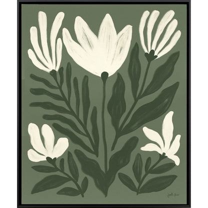 Simple Petals Hand Assembled Green Canvas Art
