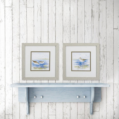 Sketchy Shore Birds Blue Canvas Art 2PC