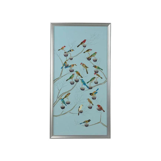 Small Aviary Silver Wood Framed Artwork-Framed Wall Art-Chelsea House-Aviary B-LOOMLAN