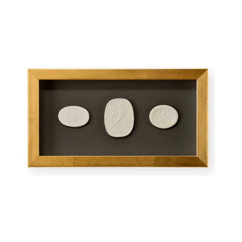 Small Intaglio Shadowbox Gold Leaf Framed Artwork-Framed Wall Art-Chelsea House-Intaglio I-Horizontal-LOOMLAN