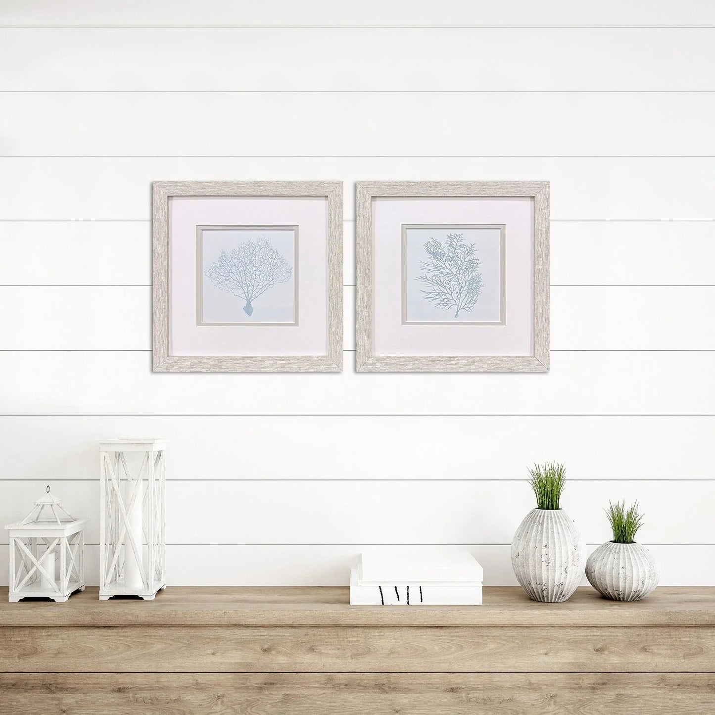Soft Blue Coral Canvas Art 2PC