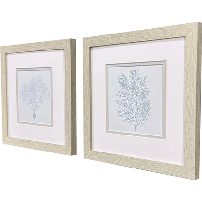 Soft Blue Coral Canvas Art 2PC