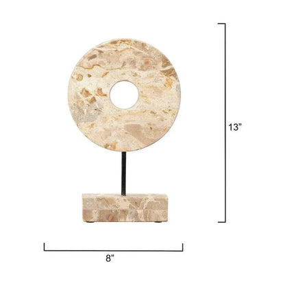 Soleil Marble and Iron Cream Stand - LOOMLAN - Jamie Young - Statues & Sculptures