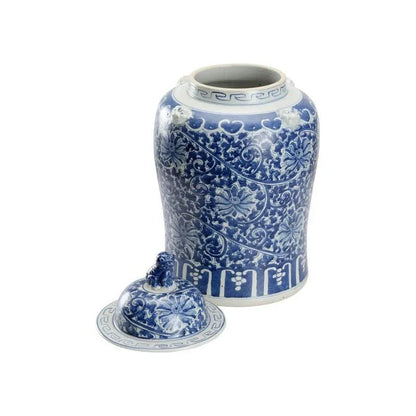 Song Blossom Ginger Ceramic Blue Jar - LOOMLAN - Chelsea House - Vases & Jars