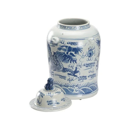 Song Dragon Classic Blue Jar - LOOMLAN - Chelsea House - Vases & Jars