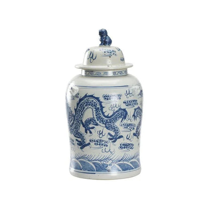 Song Dragon Classic Blue Jar - LOOMLAN - Chelsea House - Vases & Jars