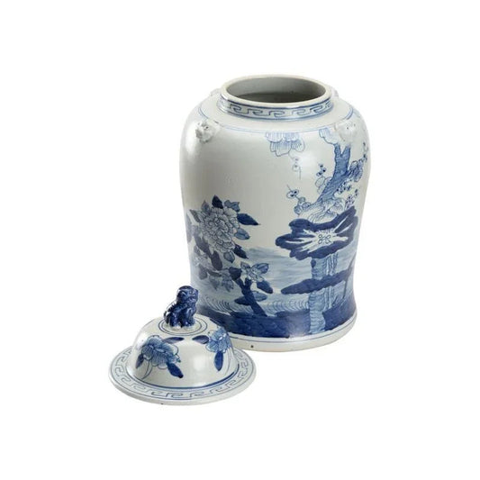Song Garden Ginger Ceramic Blue Jar - LOOMLAN - Chelsea House - Vases & Jars