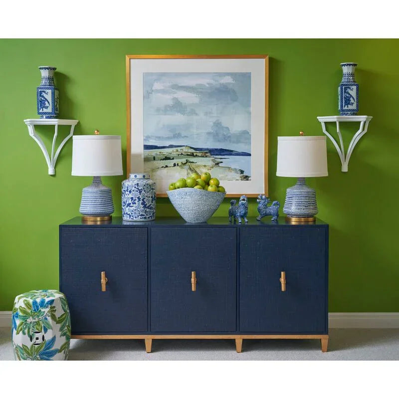 Song Leaf Ginger Ceramic Blue Jar - LOOMLAN - Chelsea House - Vases & Jars